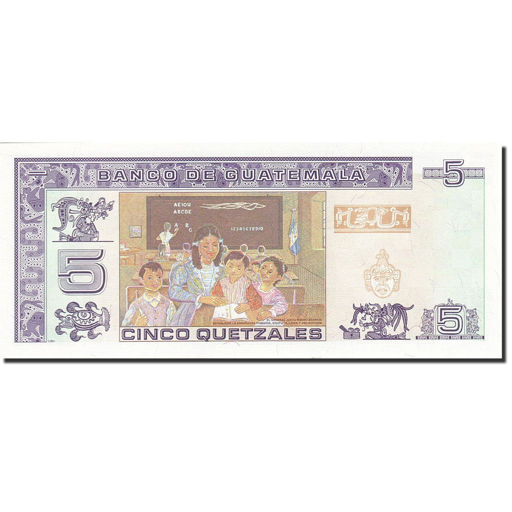 Billet, Guatemala, 5 Quetzales, 1993-1995, 1993-10-27, KM:88a, SPL