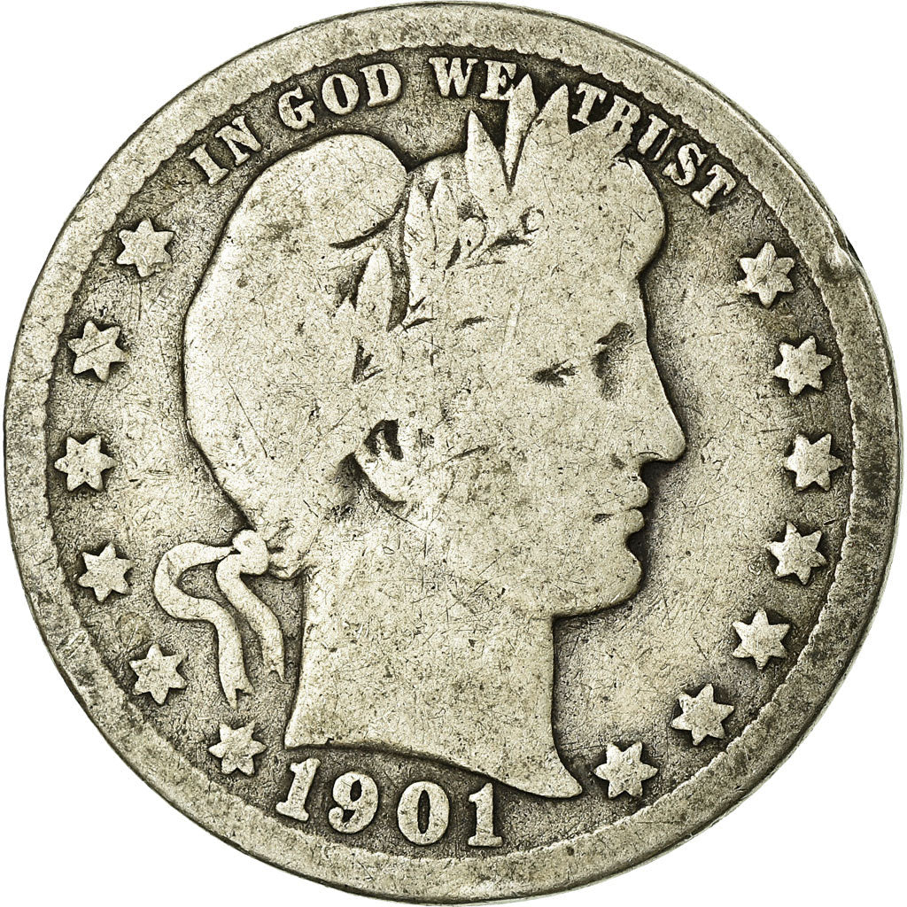 Monnaie, États-Unis, Barber Quarter, Quarter, 1901, U.S. Mint, New Orleans, B+