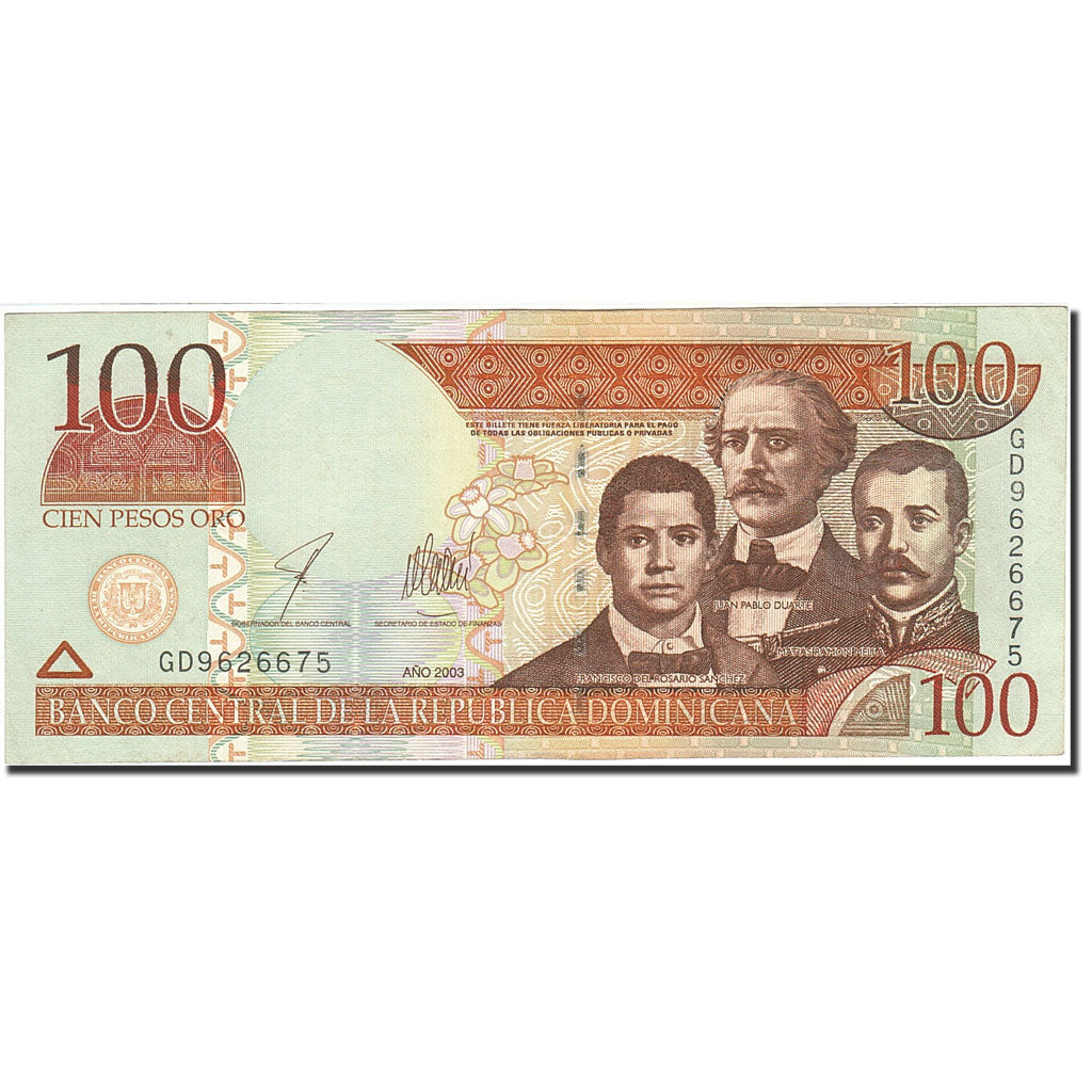 Banknot, Republika Dominikany, 100 Pesos Oro, 2001-2002, 2003, KM:171c