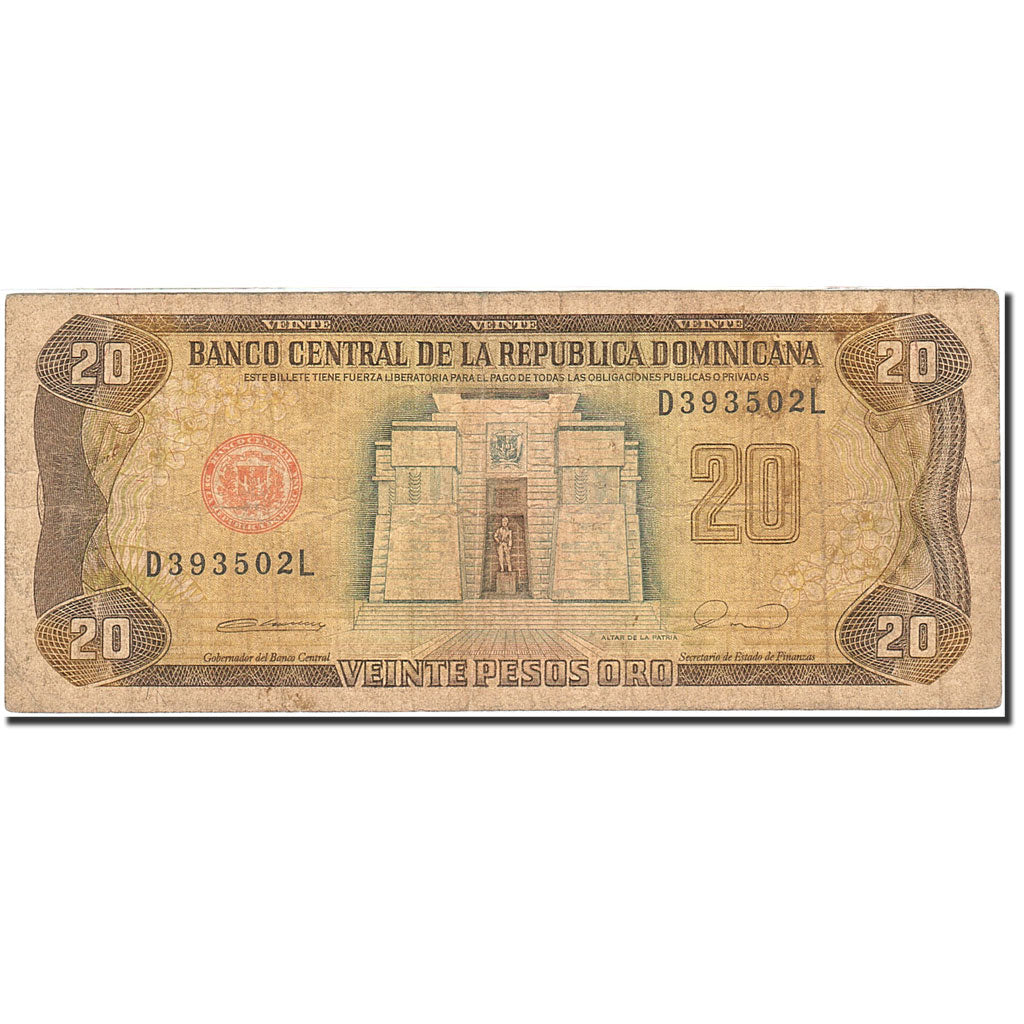 Banknot, Republika Dominikany, 20 Pesos Oro, 1990, 1990, KM:133, VF(20-25)
