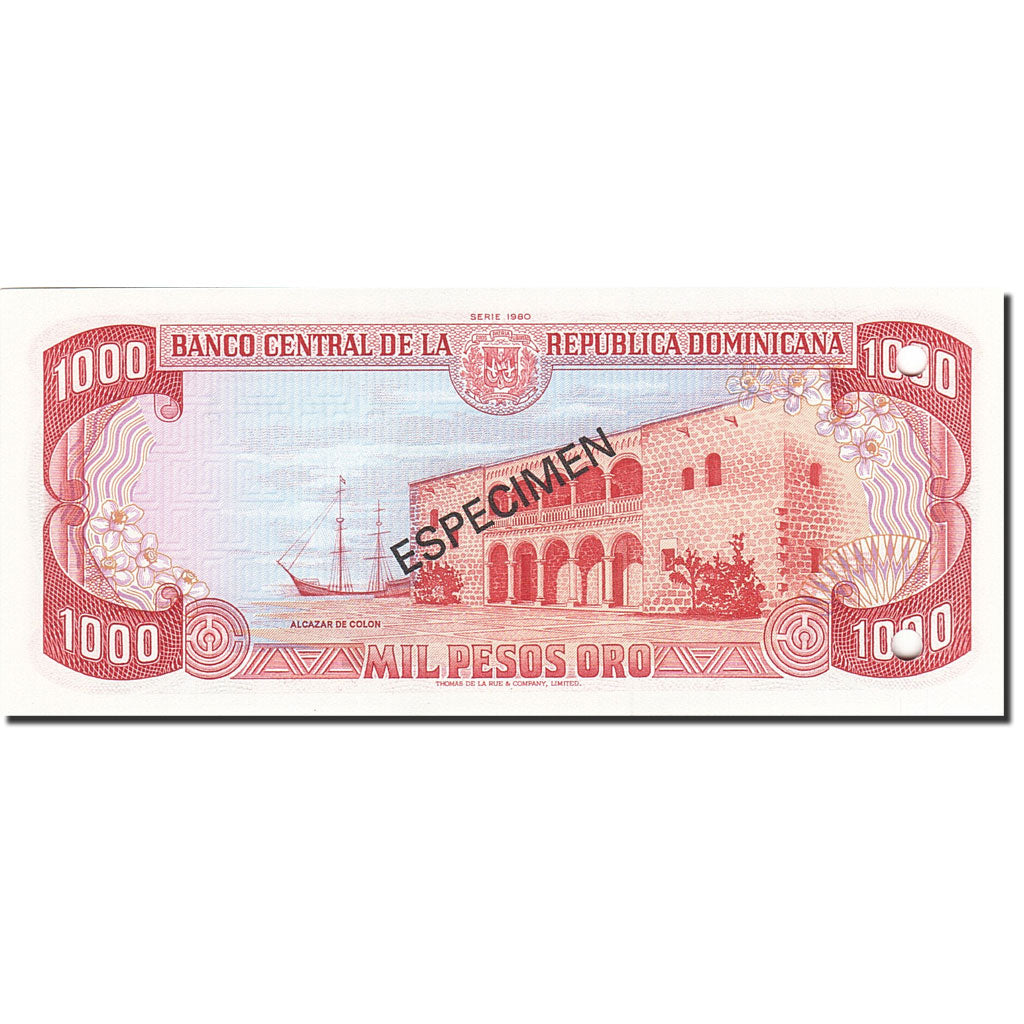 Billete, 1000 Pesos Oro, 1977-1980, República Dominicana, KM:124s1, 1980, UNC