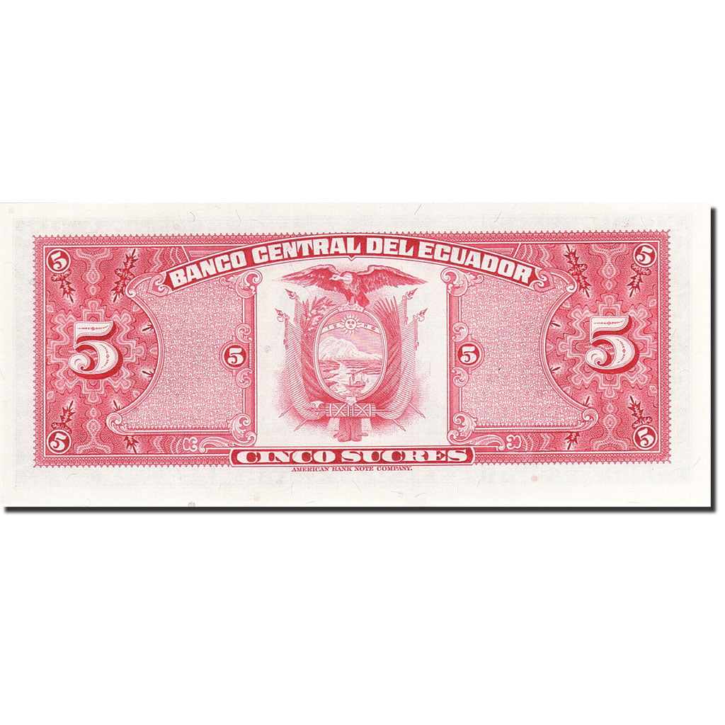 Billete, 5 Sucres, 1975-1980, Ecuador, KM:108b, 1983-04-20, UNC