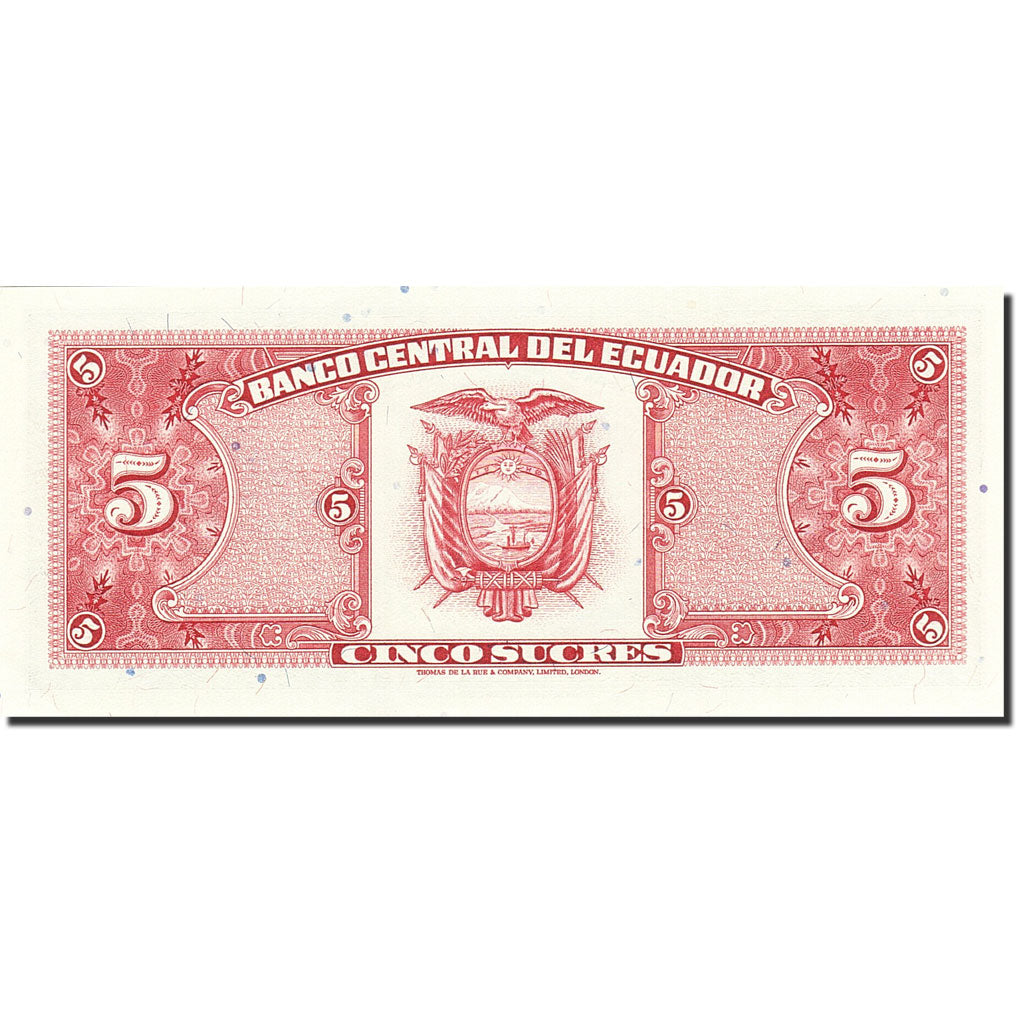 Billete, 5 Sucres, 1957-1971, Ecuador, KM:113d, 1988-11-22, UNC