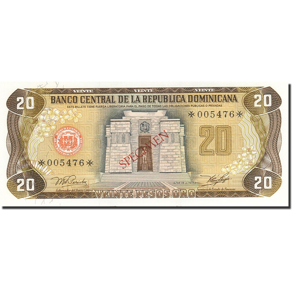 Billete, 20 Pesos Oro, 1977-1980, República Dominicana, KM:120s1, 1978, UNC
