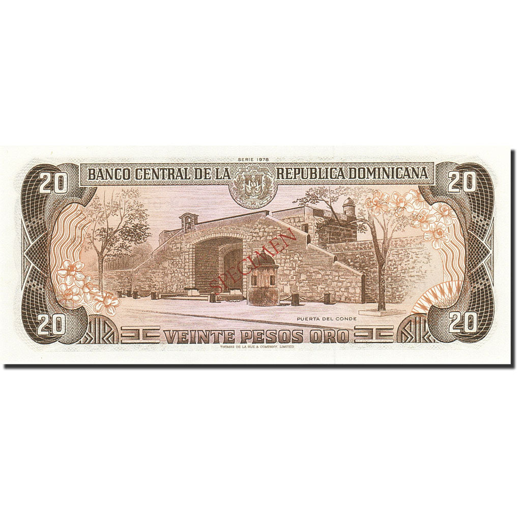 Billete, 20 Pesos Oro, 1977-1980, República Dominicana, KM:120s1, 1978, UNC