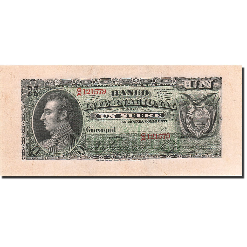 Billete, 1 Sucre, 1886-1894, Ecuador, KM:S172, 1892-11-10, UNC