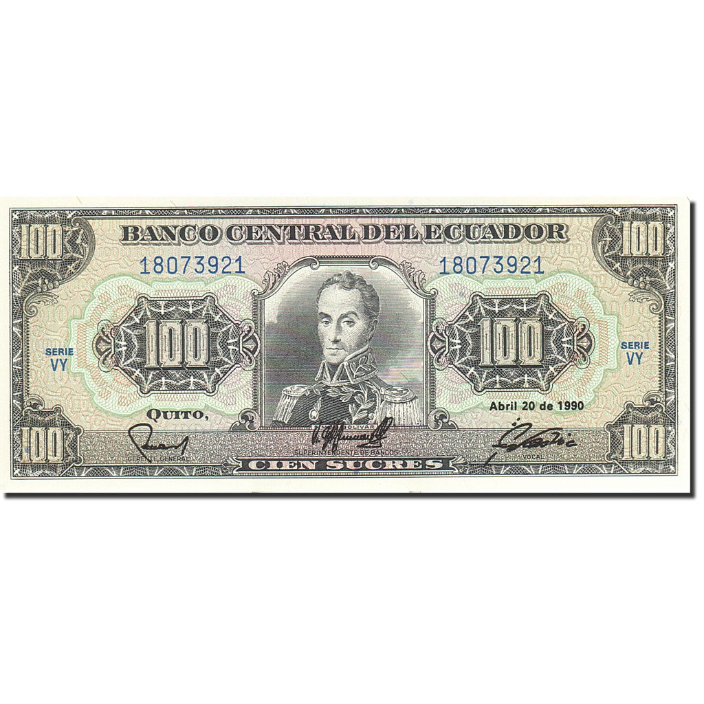 Billete, 100 Sucres, 1984-1988, Ecuador, KM:123, 1990-04-20, UNC