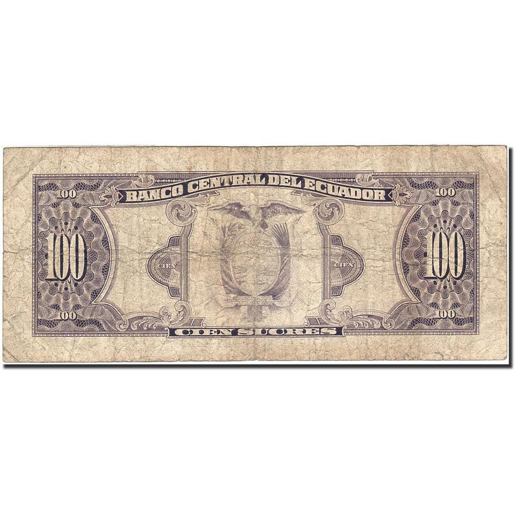 Billete, 100 Sucres, 1984-1988, Ecuador, KM:123Aa, 1988-06-08, BC