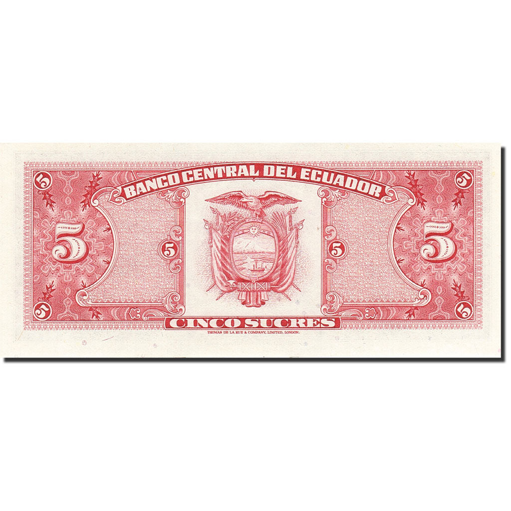 Billete, 5 Sucres, 1957-1971, Ecuador, KM:113c, 1980-05-24, UNC