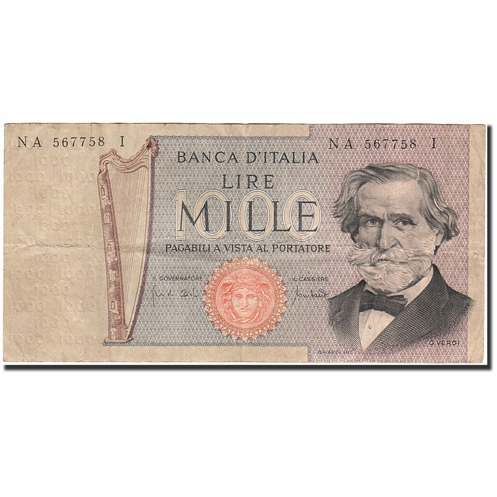 Banknote, Italy, 1000 Lire, 1969-1971, 1969-03-25, KM:101a, VF(20-25)