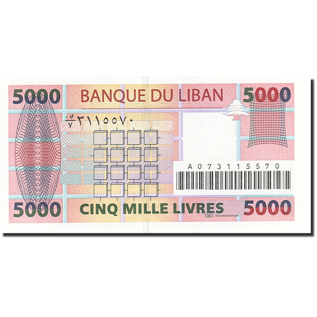 Banconote, Libano, 5000 Livres, 2004, KM:85a, 2004, FDS