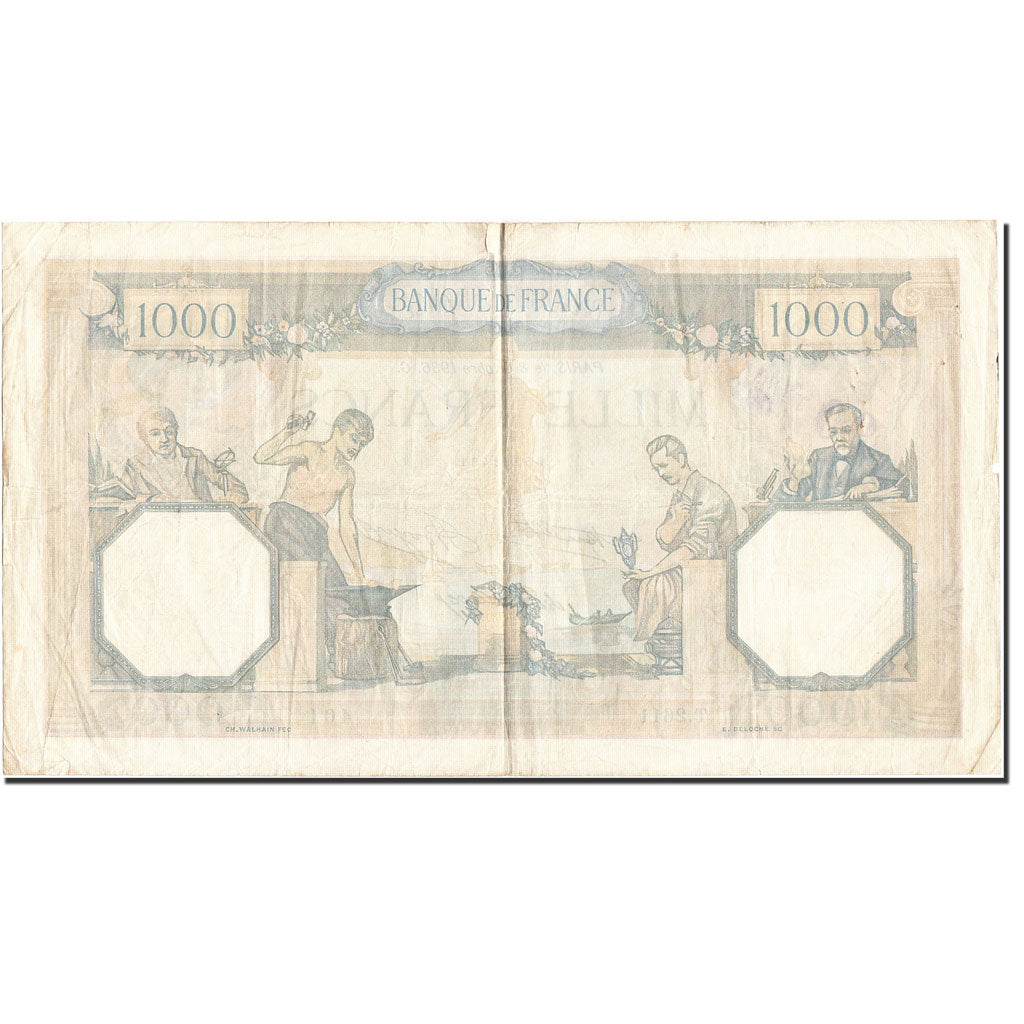Billete, Francia, 1000 Francs, 1927, 1936-10-08, BC+, KM:79c