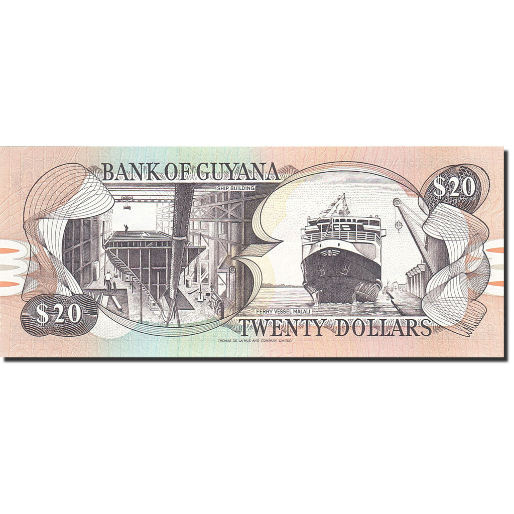 Banknote, Guyana, 20 Dollars, 1966, 1989, KM:24d, UNC(65-70)