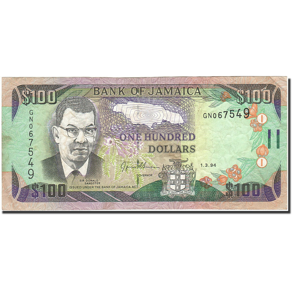Billete, 100 Dollars, 1994, Jamaica, KM:76a, 1994-03-01, MBC