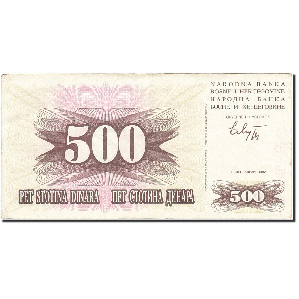 Banconote, Bosnia - Erzegovina, 500 Dinara, 1992-1993, KM:14A, 1992-01-07, BB