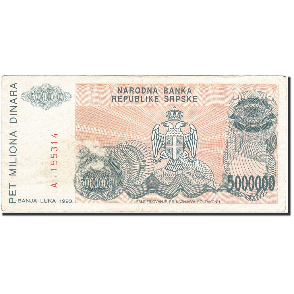 Geldschein, Bosnia - Herzegovina, 5,000,000 Dinara, 1993, 1993, KM:153a, S