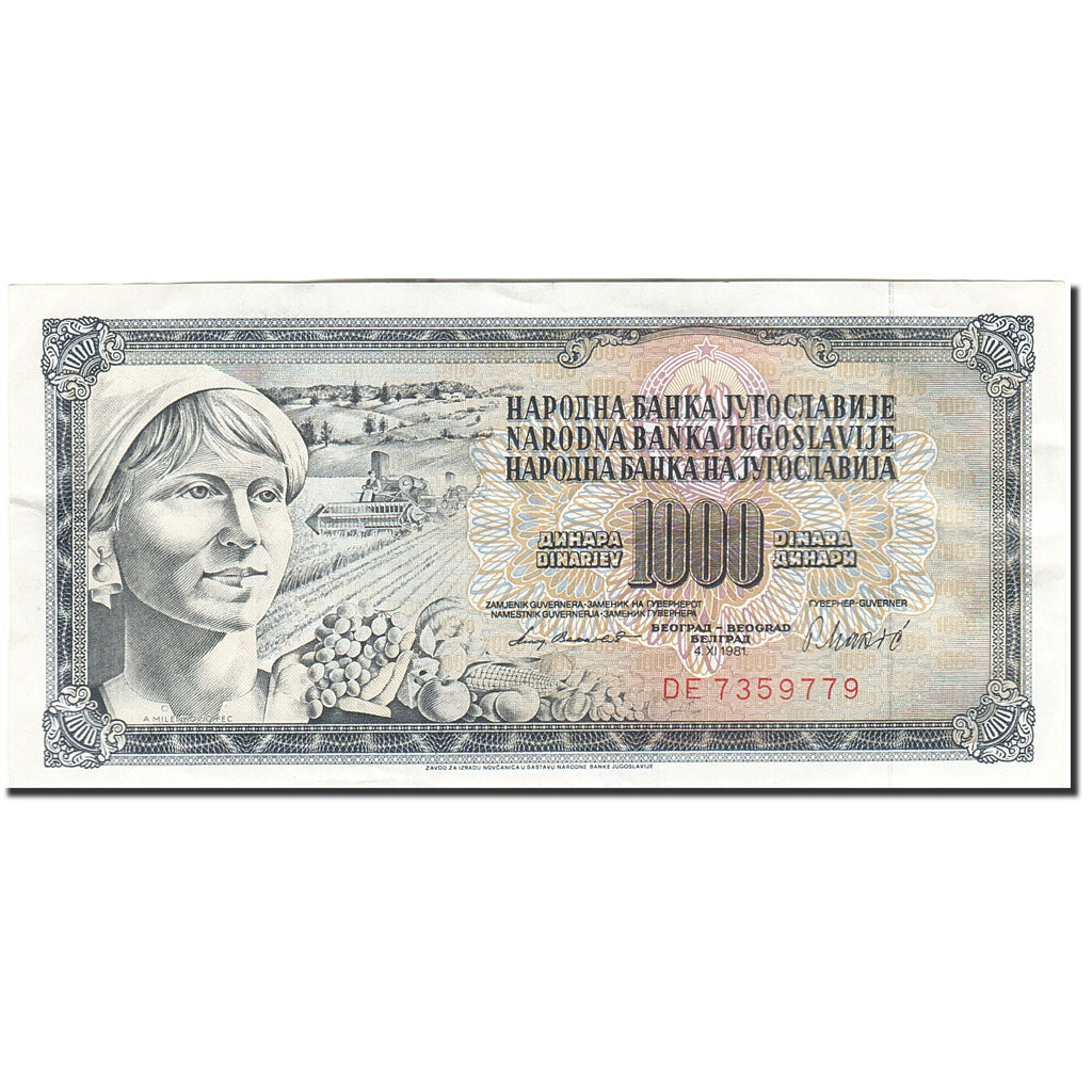 Billet, Yougoslavie, 1000 Dinara, 1978, KM:92d, TTB+