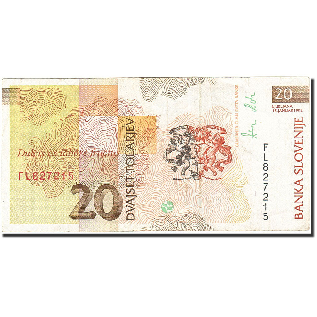 Banconote, Slovenia, 20 Tolarjev, 1992-1993, KM:12a, 1992-01-15, MB