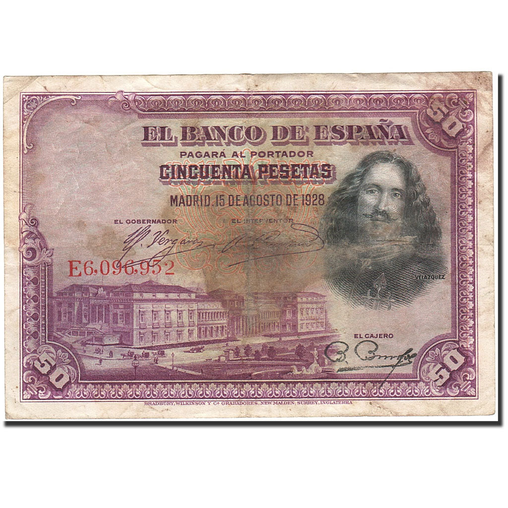Banknot, Hiszpania, 50 Pesetas, 1928, 1928-08-15, KM:75b, F(12-15)