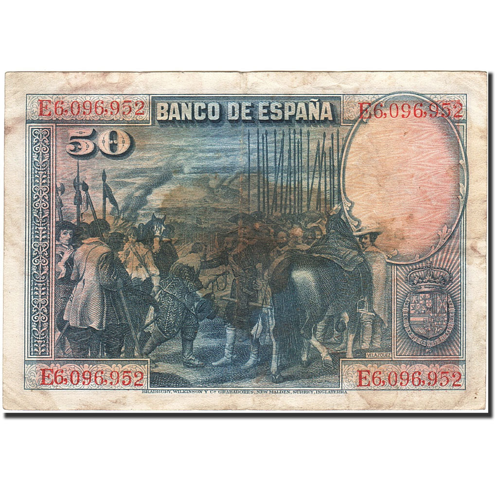 Banknot, Hiszpania, 50 Pesetas, 1928, 1928-08-15, KM:75b, F(12-15)