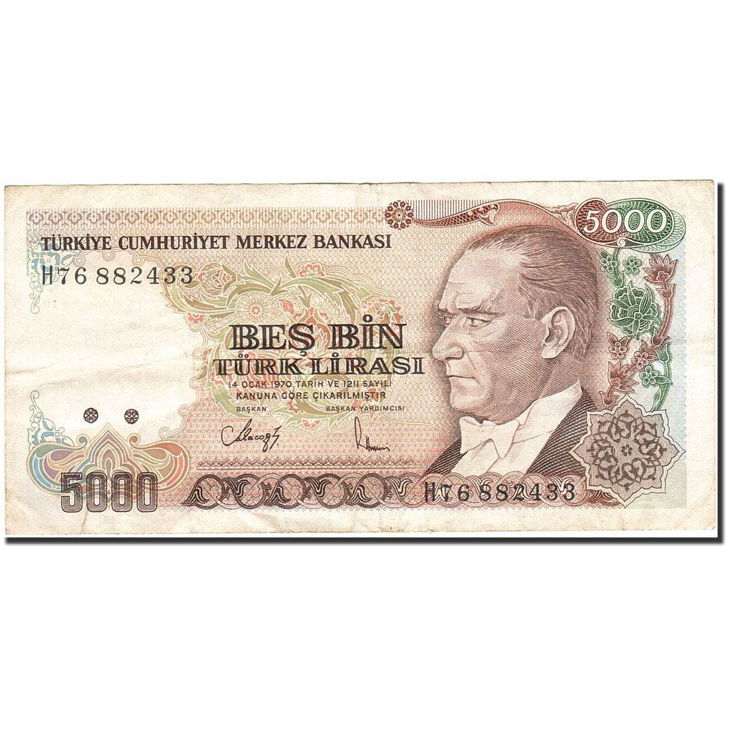 Billet, Turquie, 5000 Lira, 1984-1997, 1990, KM:198, TB