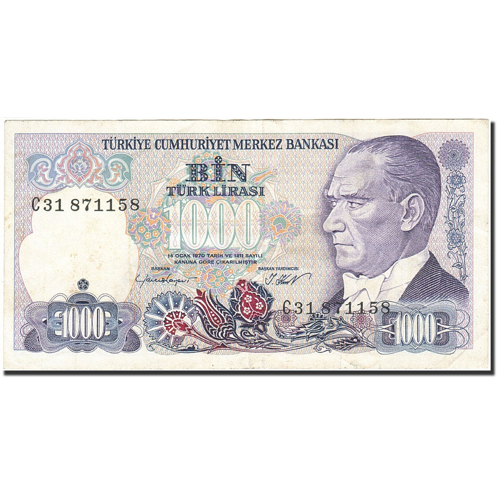 Geldschein, Türkei, 1000 Lira, 1984-1997, 1986, KM:196, SS+