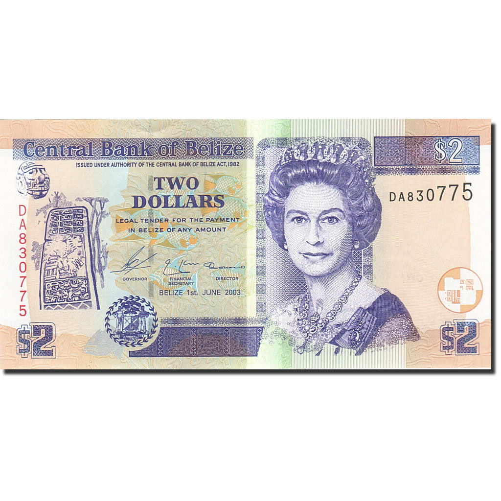 Banknote, Belize, 2 Dollars, 2003-2010, 2003-06-01, KM:66a, UNC(65-70)