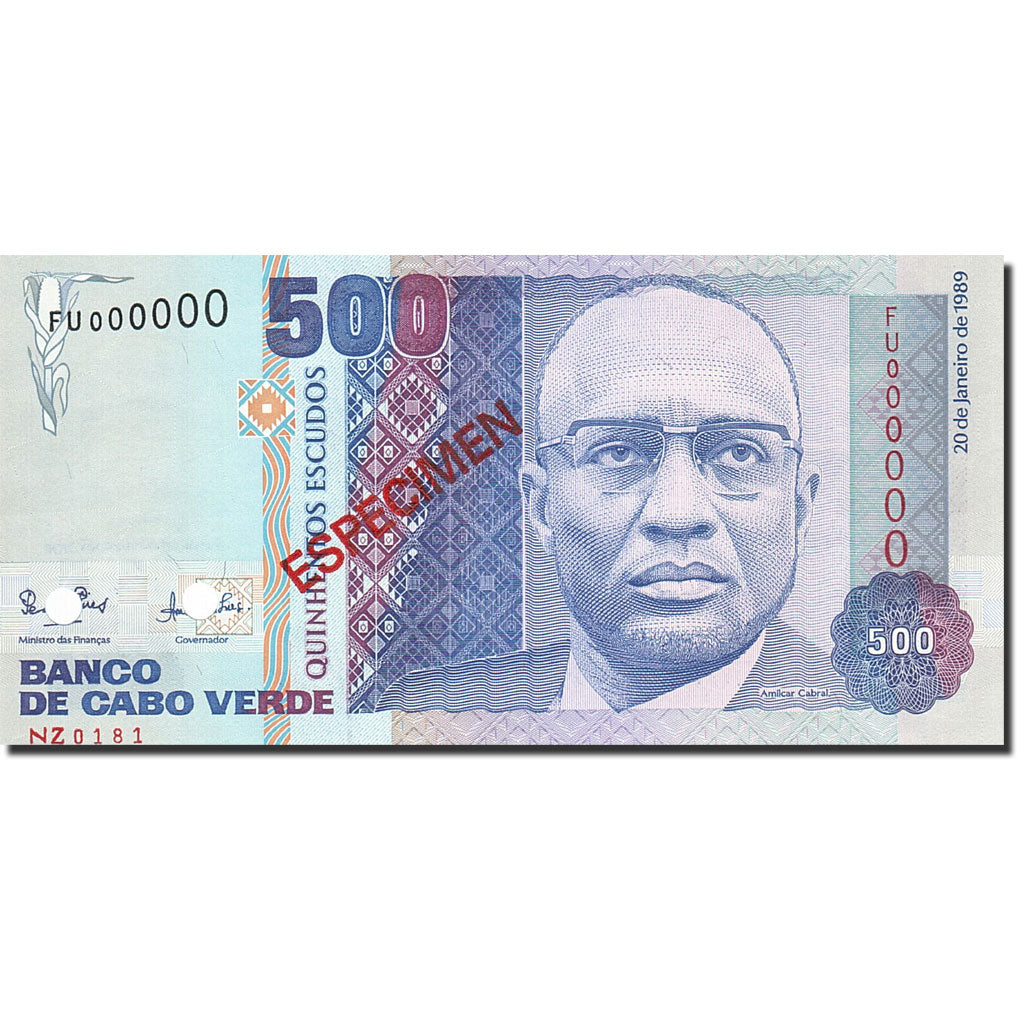 Banknote, Cape Verde, 500 Escudos, 1989, 1989-01-20, KM:59s, UNC(65-70)