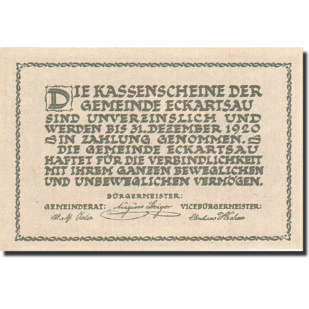 Banknote, Austria, Eckartsau, 20 Heller, château, 1920, 1920-12-31, UNC(65-70)