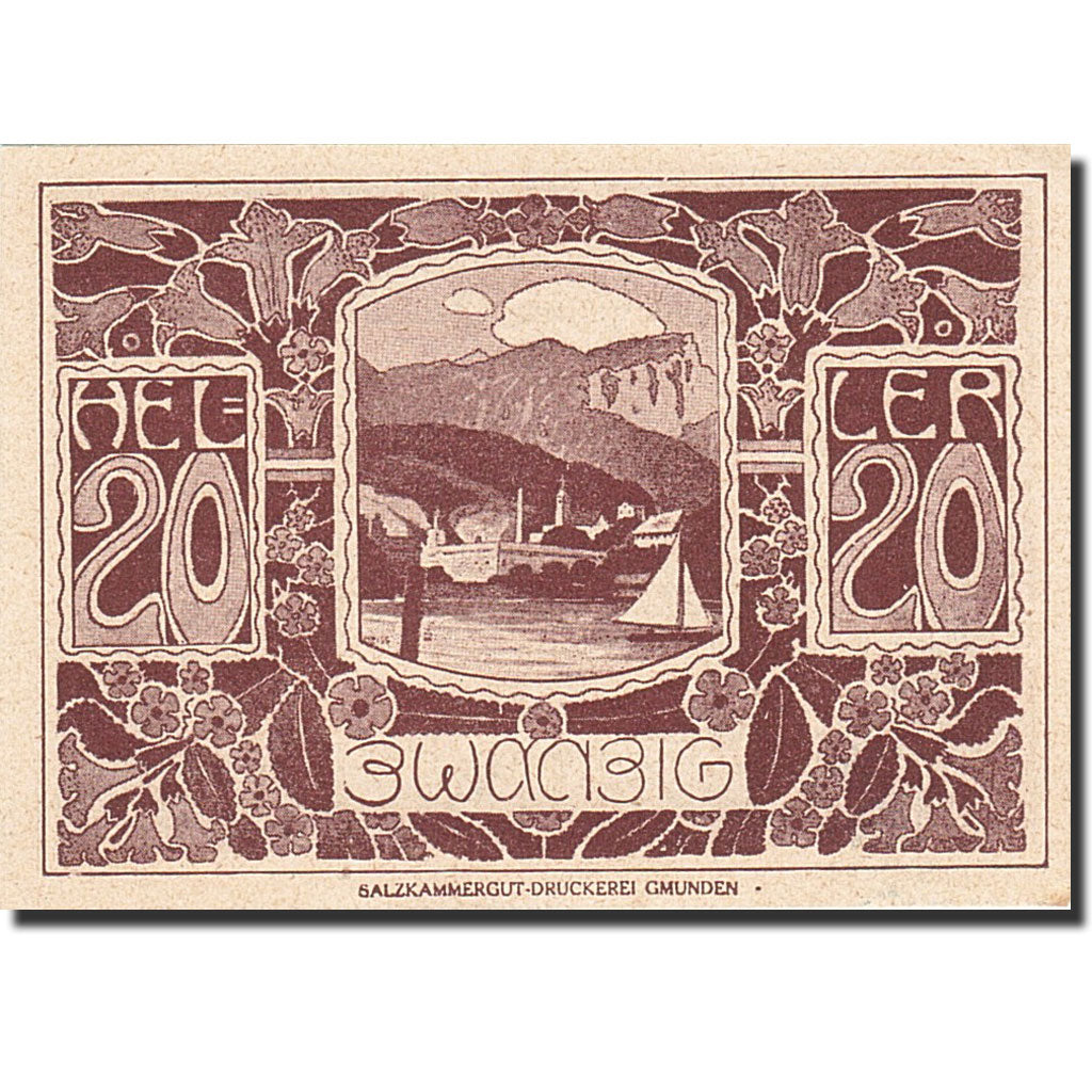 Banknote, Austria, Ebensee, 20 Heller, paysage, 1920, 1920-04-17, UNC(63)