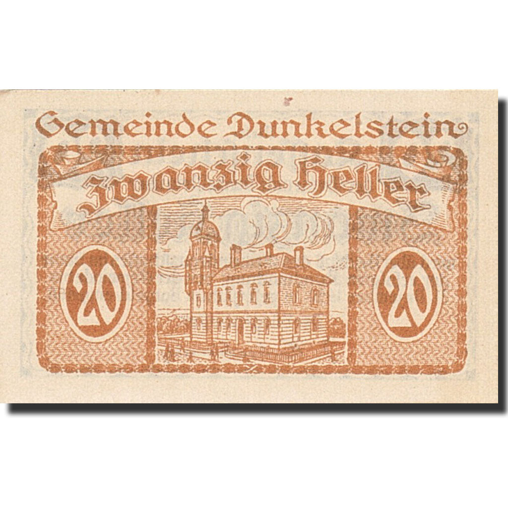Banknote, Austria, Dunkelstein, 20 Heller, château, 1920, 1920-12-31, UNC(63)