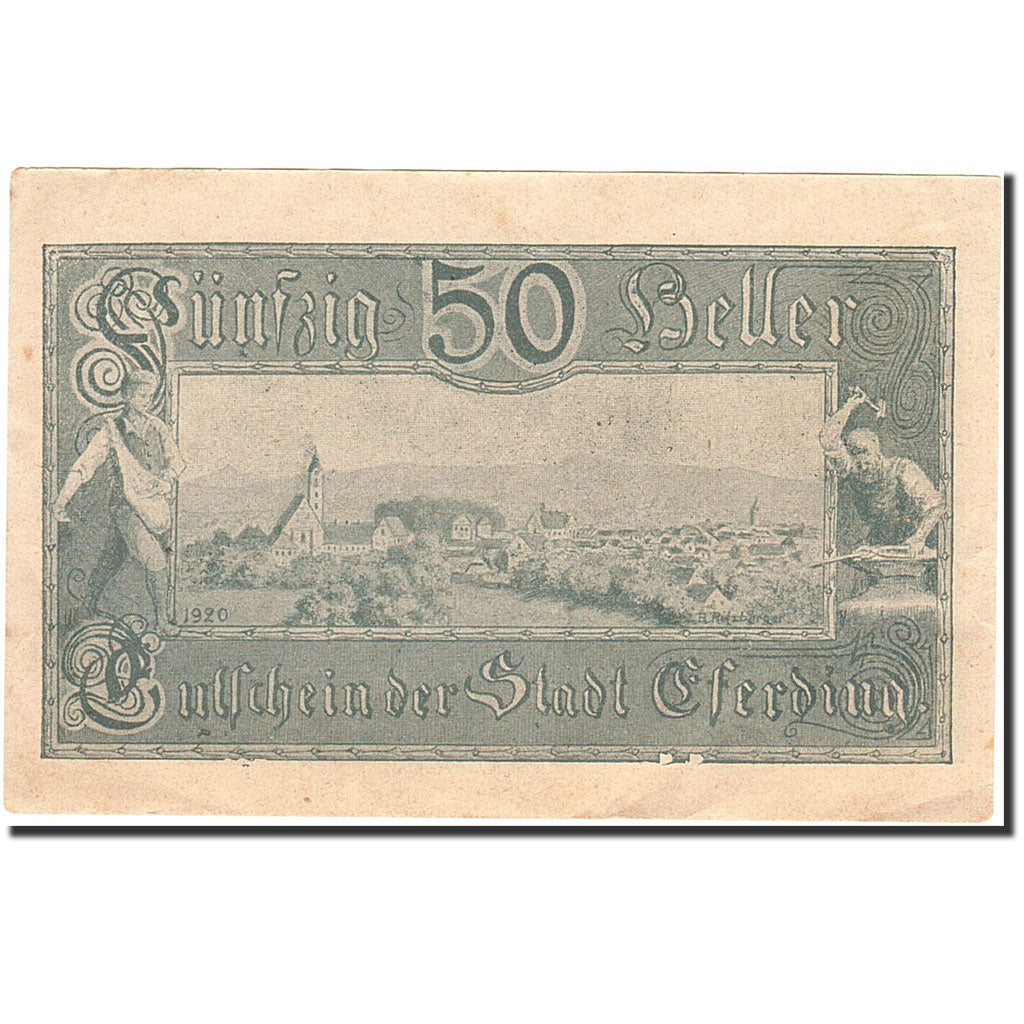 Banknote, Austria, Eferding, 50 Heller, château, 1919, 1919-11-24, EF(40-45)