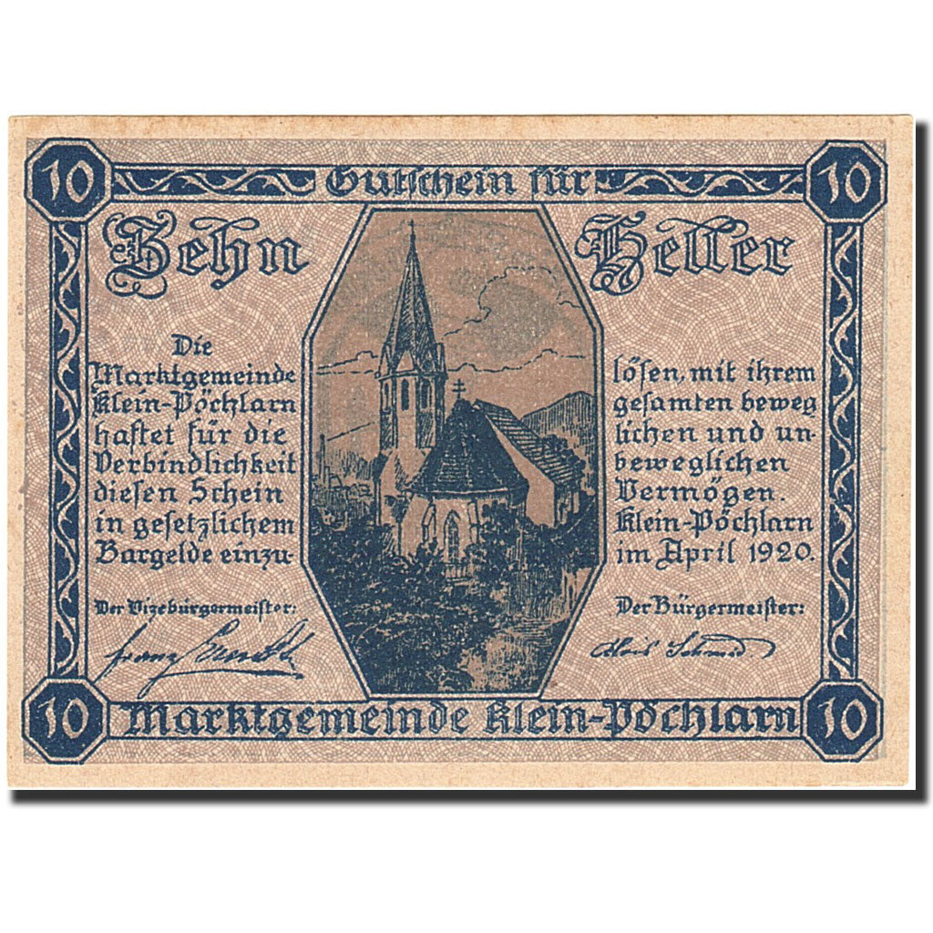 Banknote, Austria, Maarn, 10 Heller, Eglise, 1920, 1920-03-20, EF(40-45)
