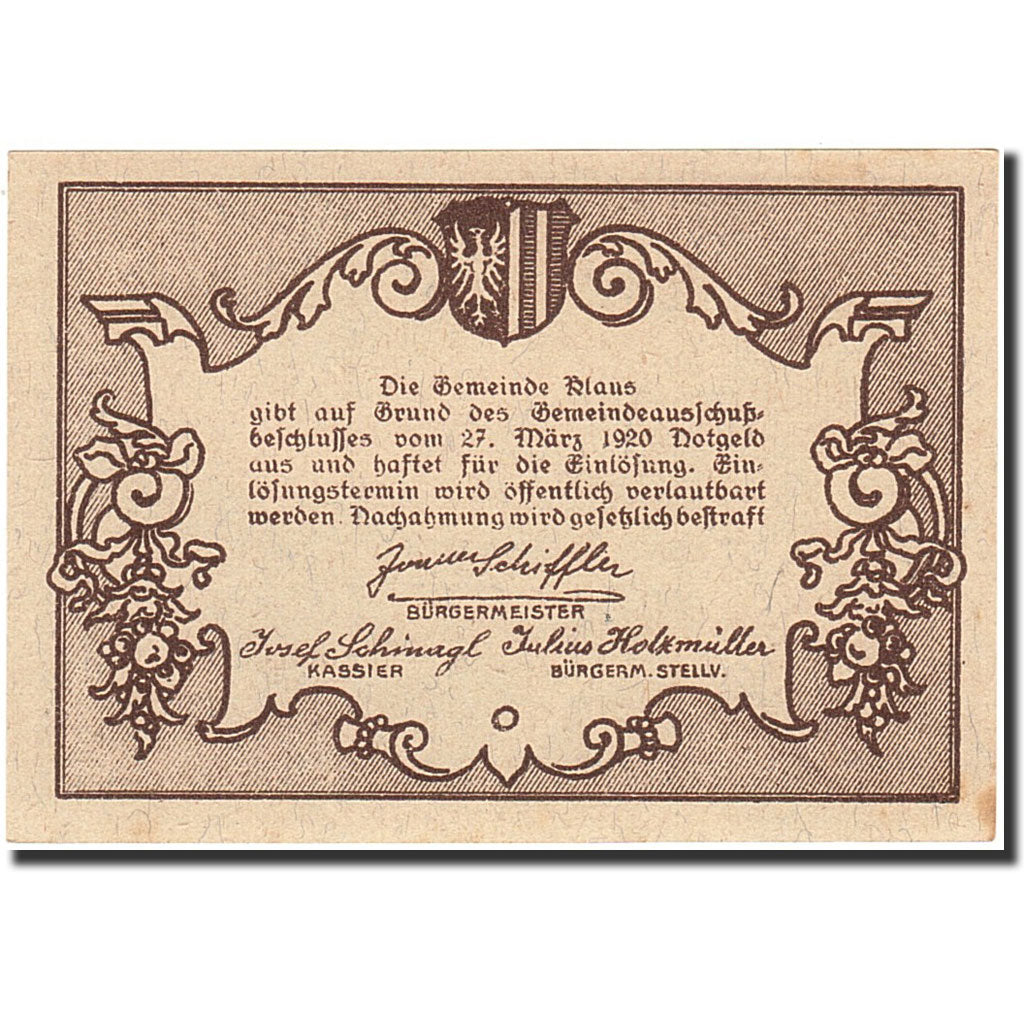 Banknote, Austria, Klaus, 50 Heller, montagne, 1920, 1920-03-27, AU(55-58)