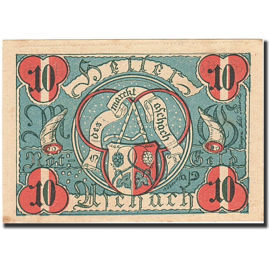 Banknote, Austria, Aschach an der Donau, 10 Heller, Blason, 1920, 1920-12-31