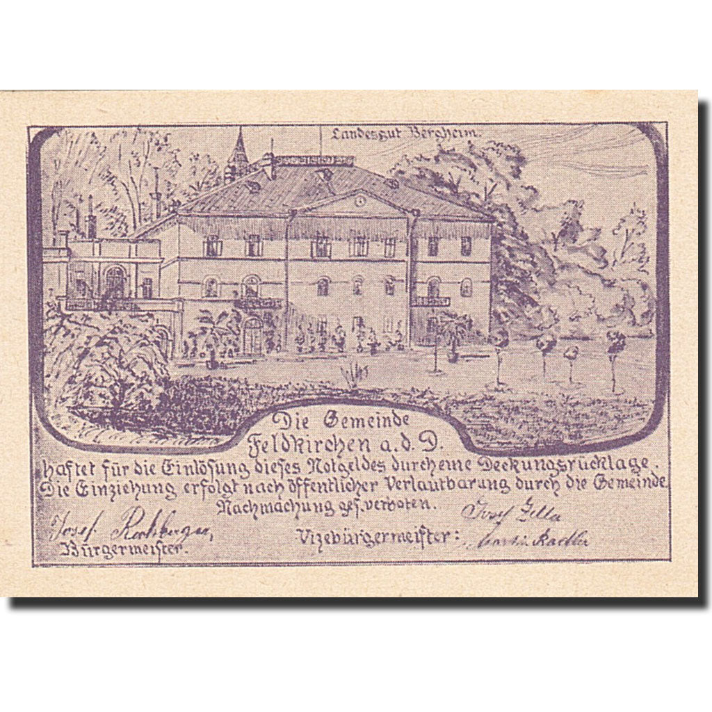 Banknote, Austria, Feldkirchen in Karnten, 25 Heller, paysage, 1920, 1920-12-30
