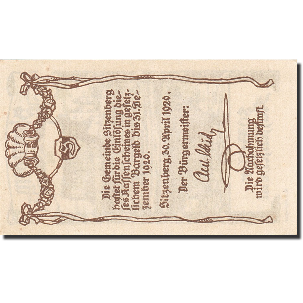 Banknot, Austria, Sitzenberg, 80 Heller, château, 1920, 1920-04-30, UNC(63)