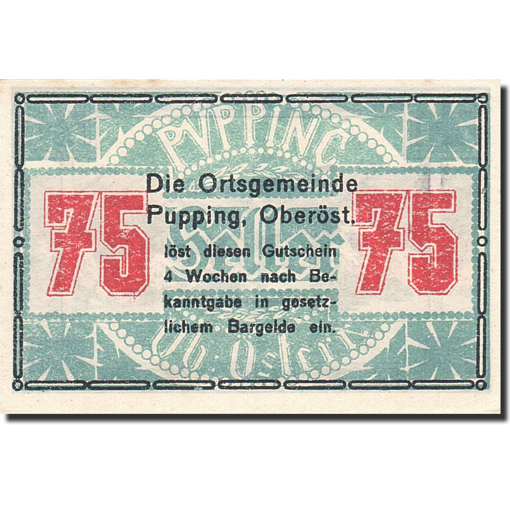 Banknote, Austria, Pupping, 80 Heller, village, 1920, 1920-12-31, UNC(63)