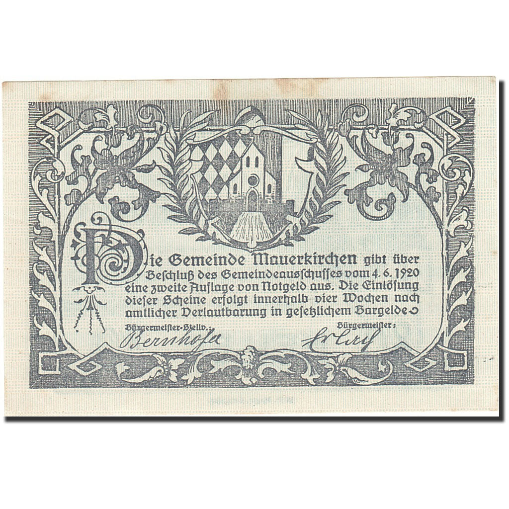 Banknote, Austria, Mauerkirchen, 80 Heller, personnage, 1920, 1920-06-04