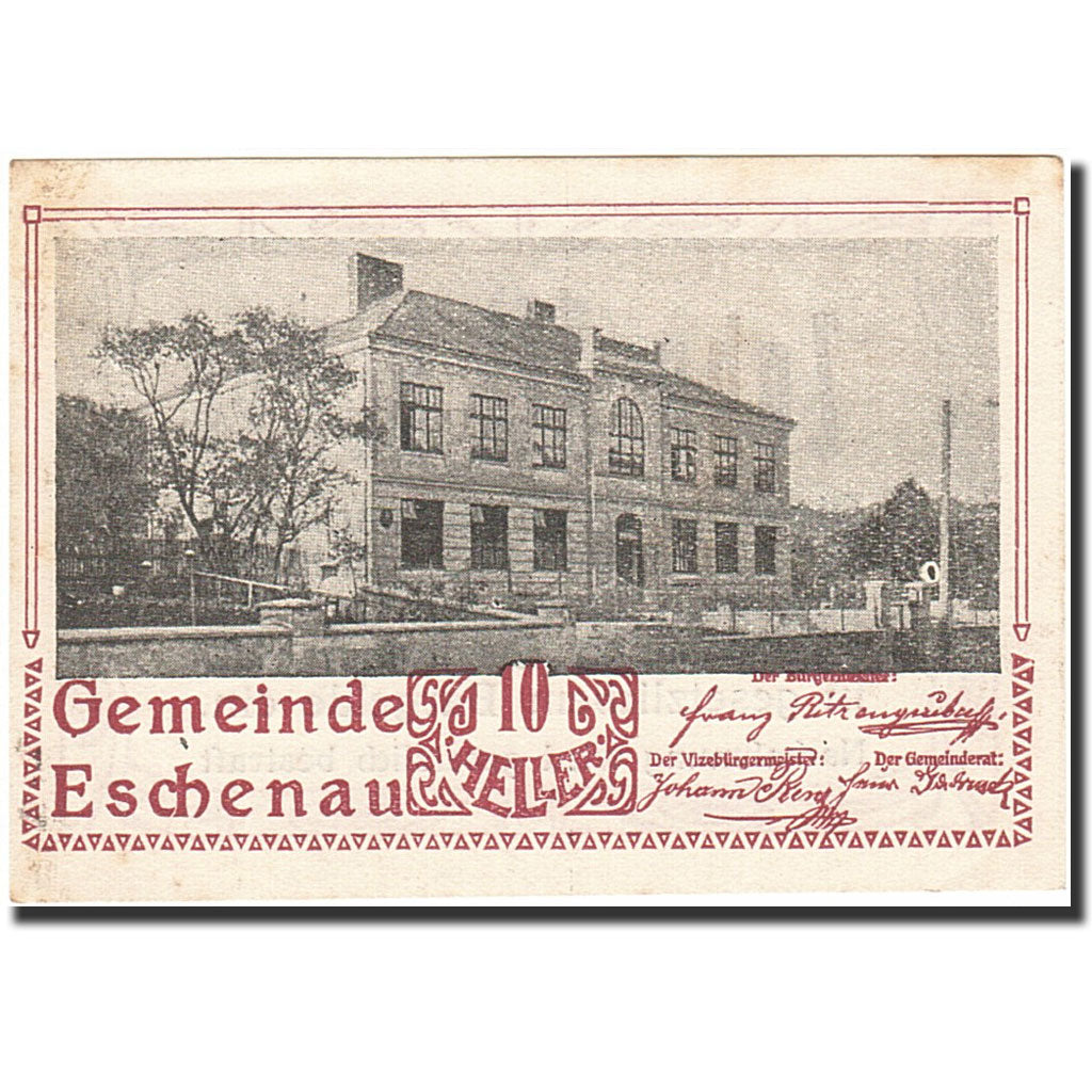 Banknote, Austria, Eschenau, 10 Heller, Monument, 1920, 1920-12-31, AU(55-58)