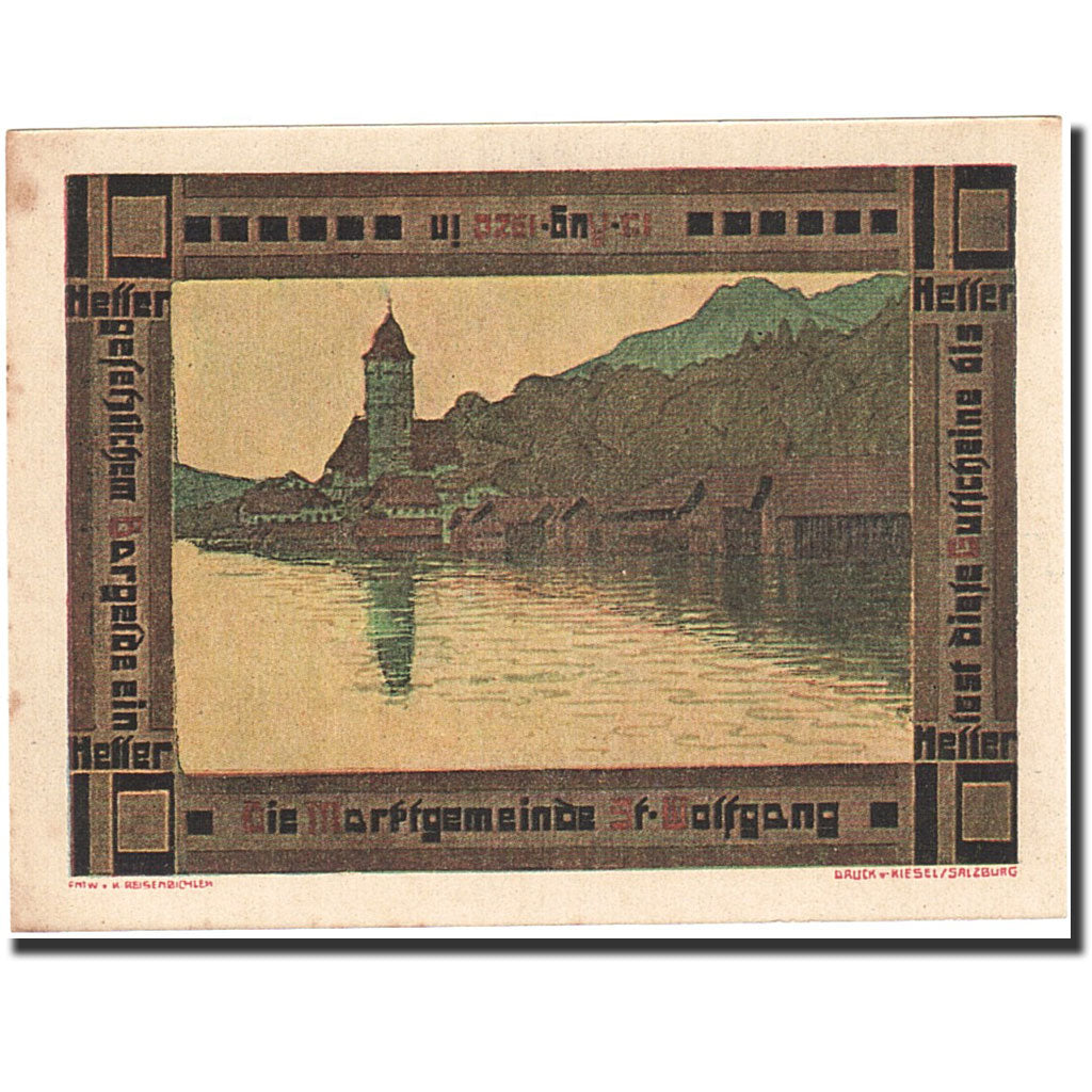 Banknote, Austria, Sankt Wolfgang im Salzkammergut, 10 Heller, village, 1920