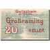 Banknote, Austria, Grossraming, 20 Heller, pont, 1920, 1920-12-31, UNC(65-70)
