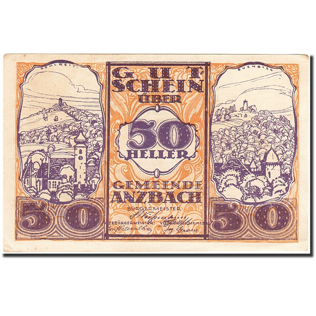 Billet, Autriche, Maria Anzbach, 50 Heller, village, 1921, 1921-01-15, SUP