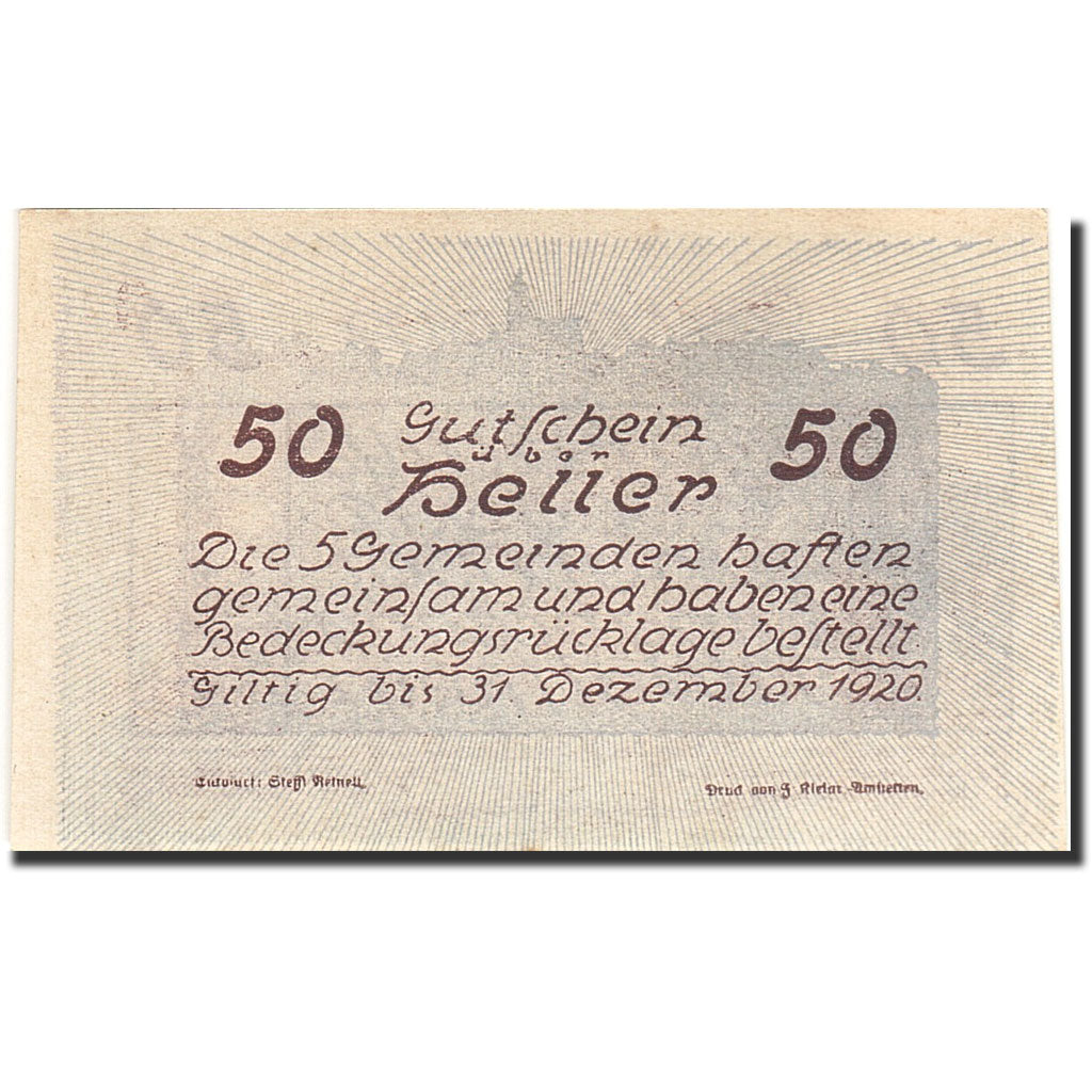 Banknote, Austria, Windpassing, 50 Heller, Monument, 1920, 1920-12-31