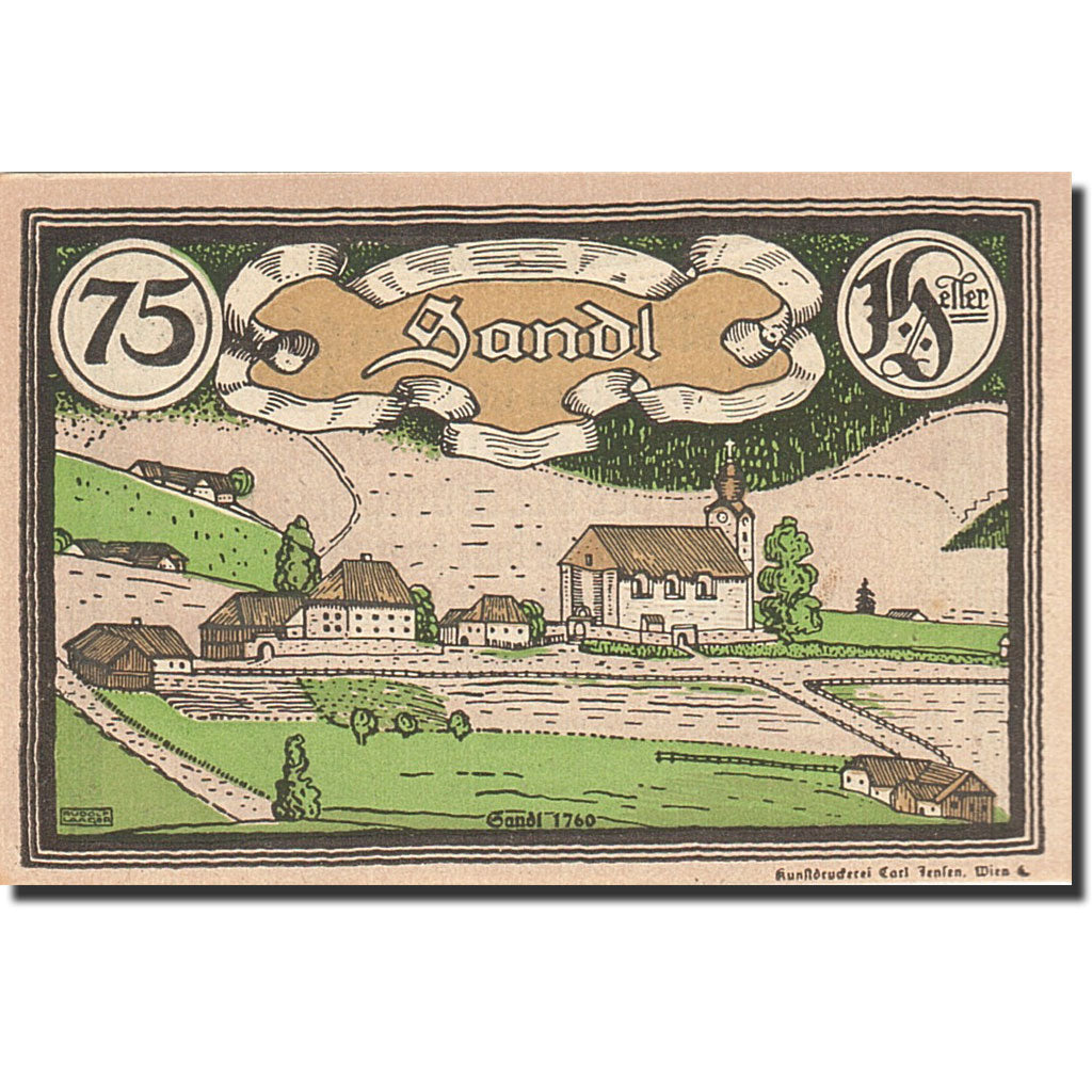 Banknote, Austria, Landl, 80 Heller, paysage, 1920, 1920-12-31, UNC(63)