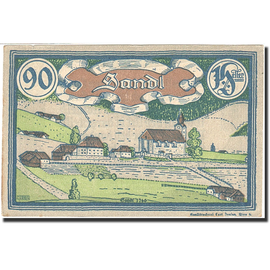 Banknote, Austria, Landl, 90 Heller, paysage, 1920, 1920-12-31, AU(55-58)