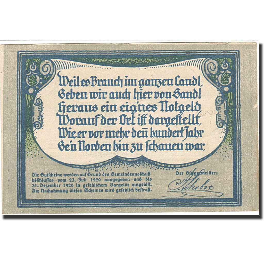 Banknote, Austria, Landl, 90 Heller, paysage, 1920, 1920-12-31, AU(55-58)