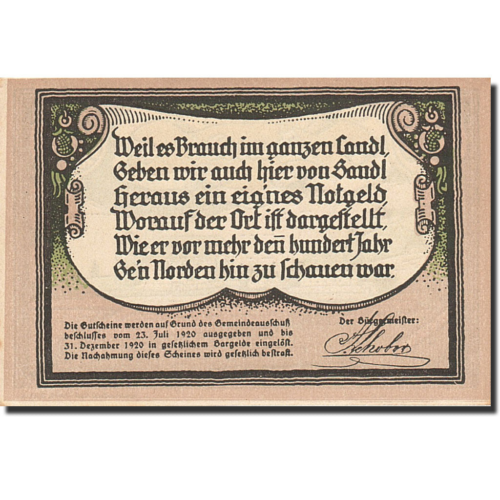 Banknote, Austria, Landl, 25 Heller, paysage, 1920, 1920-12-31, UNC(63)
