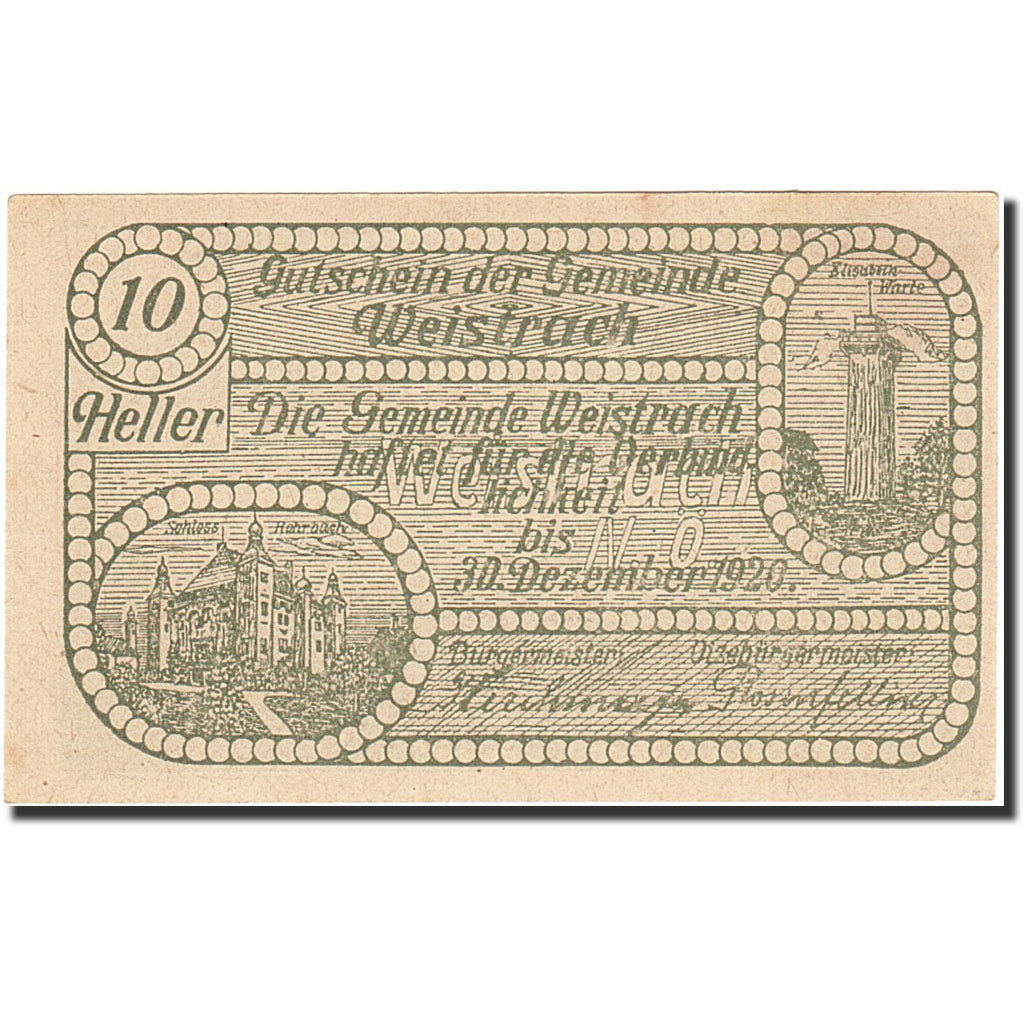 Banknote, Austria, Weistrach, 10 Heller, personnage, 1920, 1920-12-30, AU(55-58)