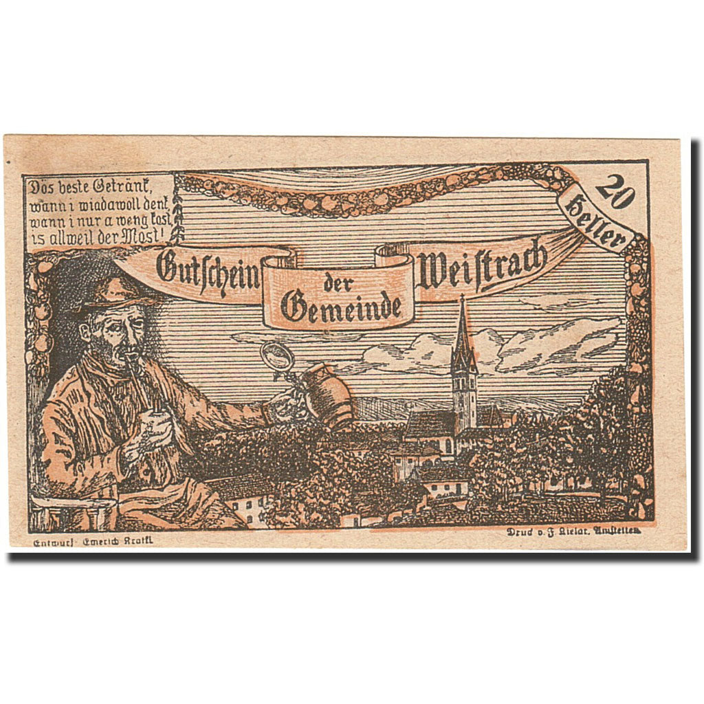Banknote, Austria, Weistrach, 20 Heller, personnage, 1920, 1920-12-30, AU(55-58)